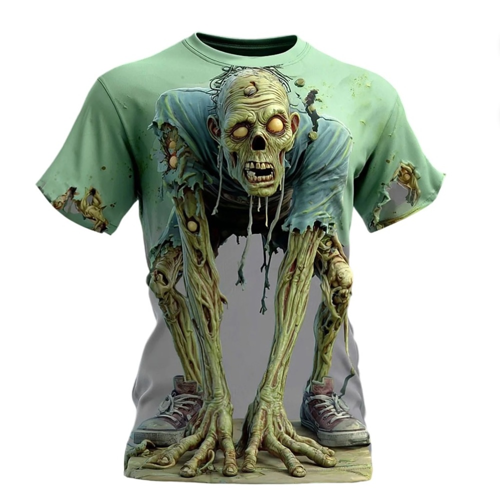 Men's Graphic Zombie T-Shirt - Green size medium